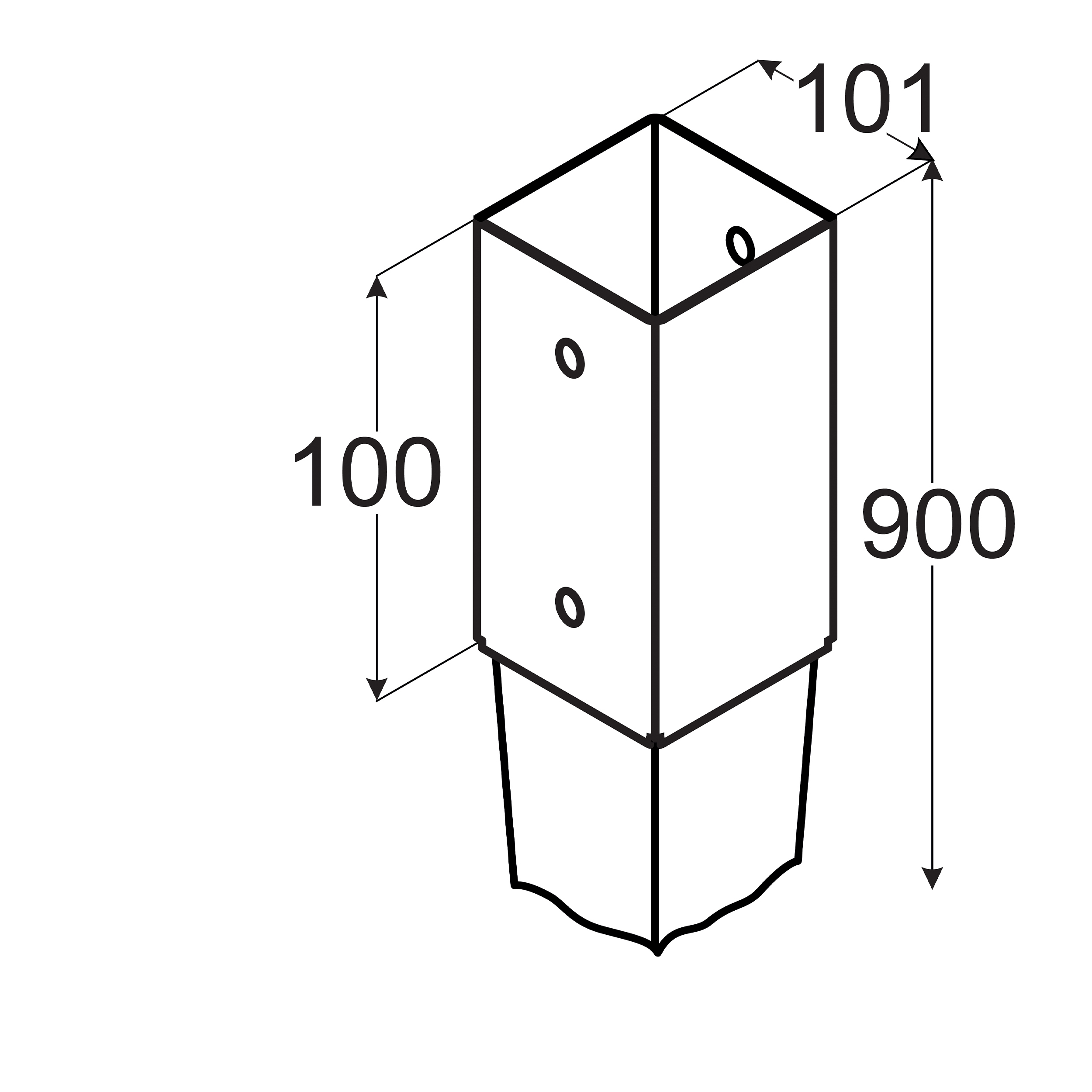 Podstawa słupa wbijana 100 mm - PSG 100/900 | 100 mm